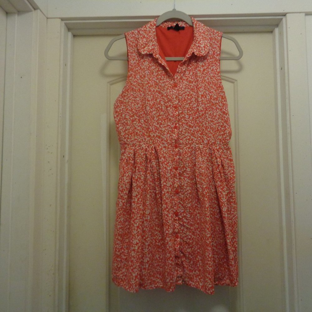 FOREVER 21 WHITE & WHITE FLORALS LITTLE DRESS L
